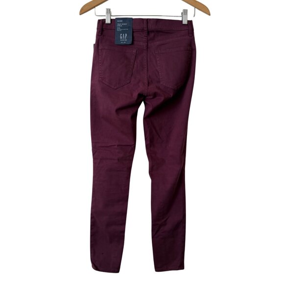 NEW Women's GAP Denim Mid-Rise True Skinny Ankle in Maroon/Eggplant - 00/24R - Picture 3 of 4